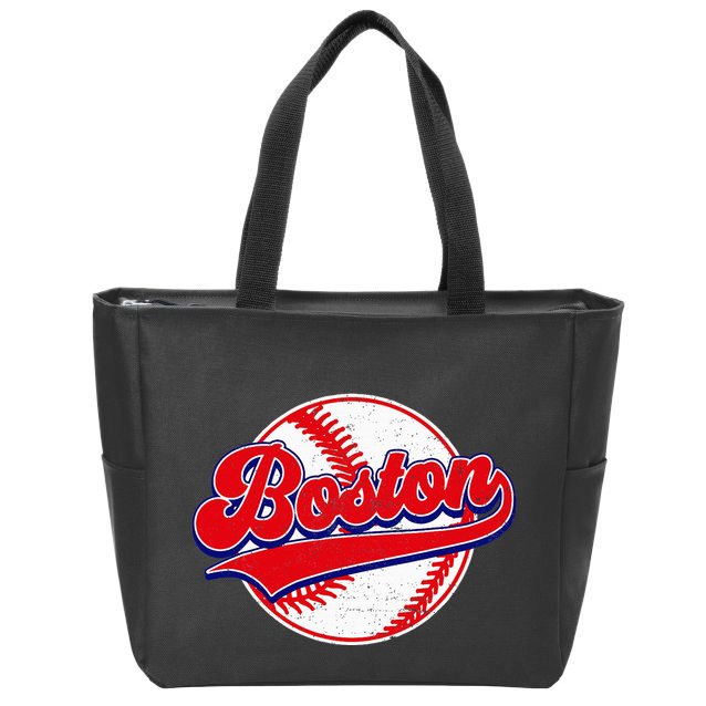 Boston Baseball Cityscape Distressed Women Zip Tote Bag