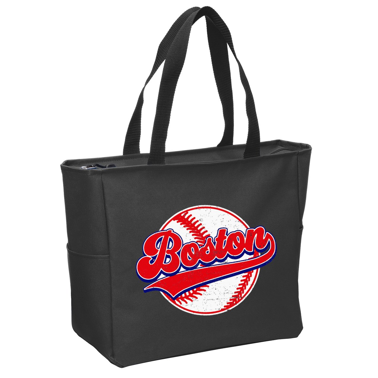Boston Baseball Cityscape Distressed Women Zip Tote Bag