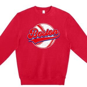 Boston Baseball Cityscape Distressed Women Premium Crewneck Sweatshirt