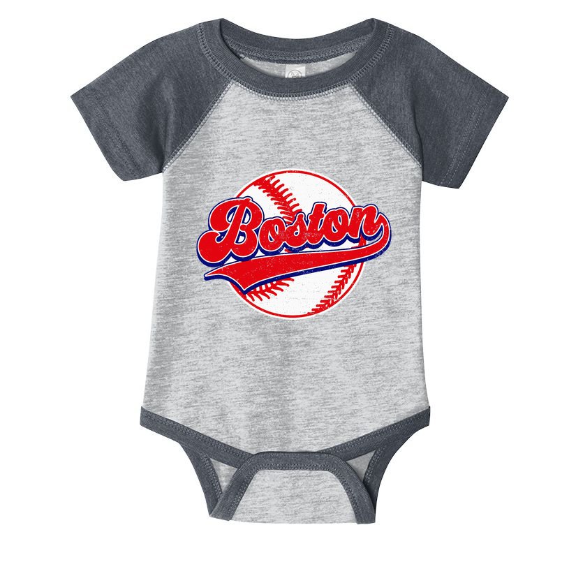 Boston Baseball Cityscape Distressed Women Infant Baby Jersey Bodysuit