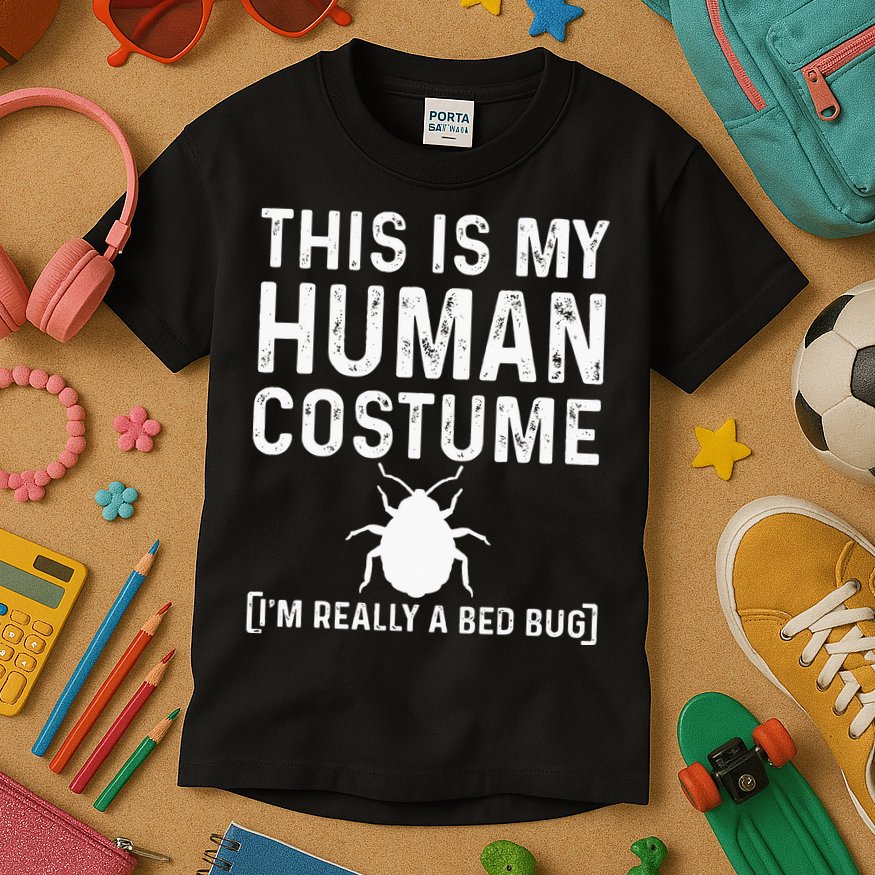 Bed Bug Costume Parasite Hunter Funny Kids T-Shirt