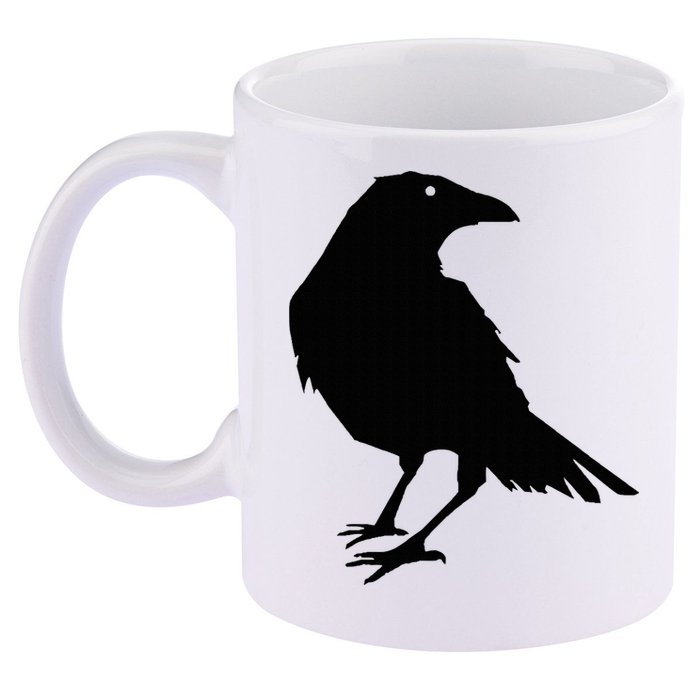 Beautiful Black Crow Raven Bird Silhouette Sweater 11oz C Handle Ceramic Mug