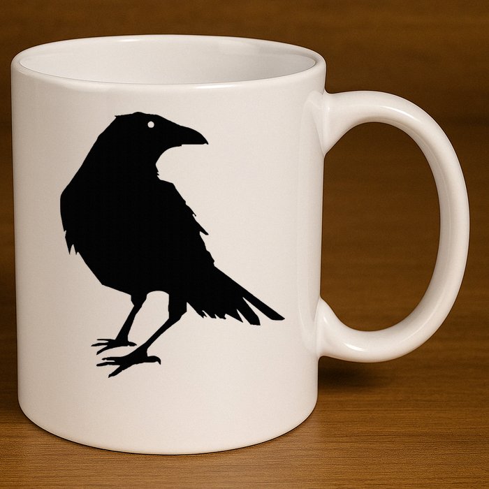 Beautiful Black Crow Raven Bird Silhouette Sweater 11oz C Handle Ceramic Mug