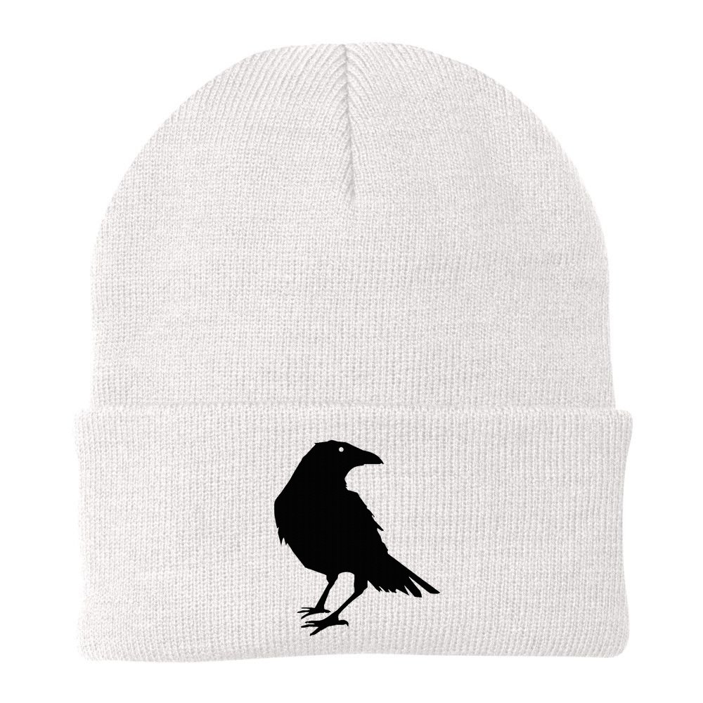Beautiful Black Crow Raven Bird Silhouette Sweater Beanie