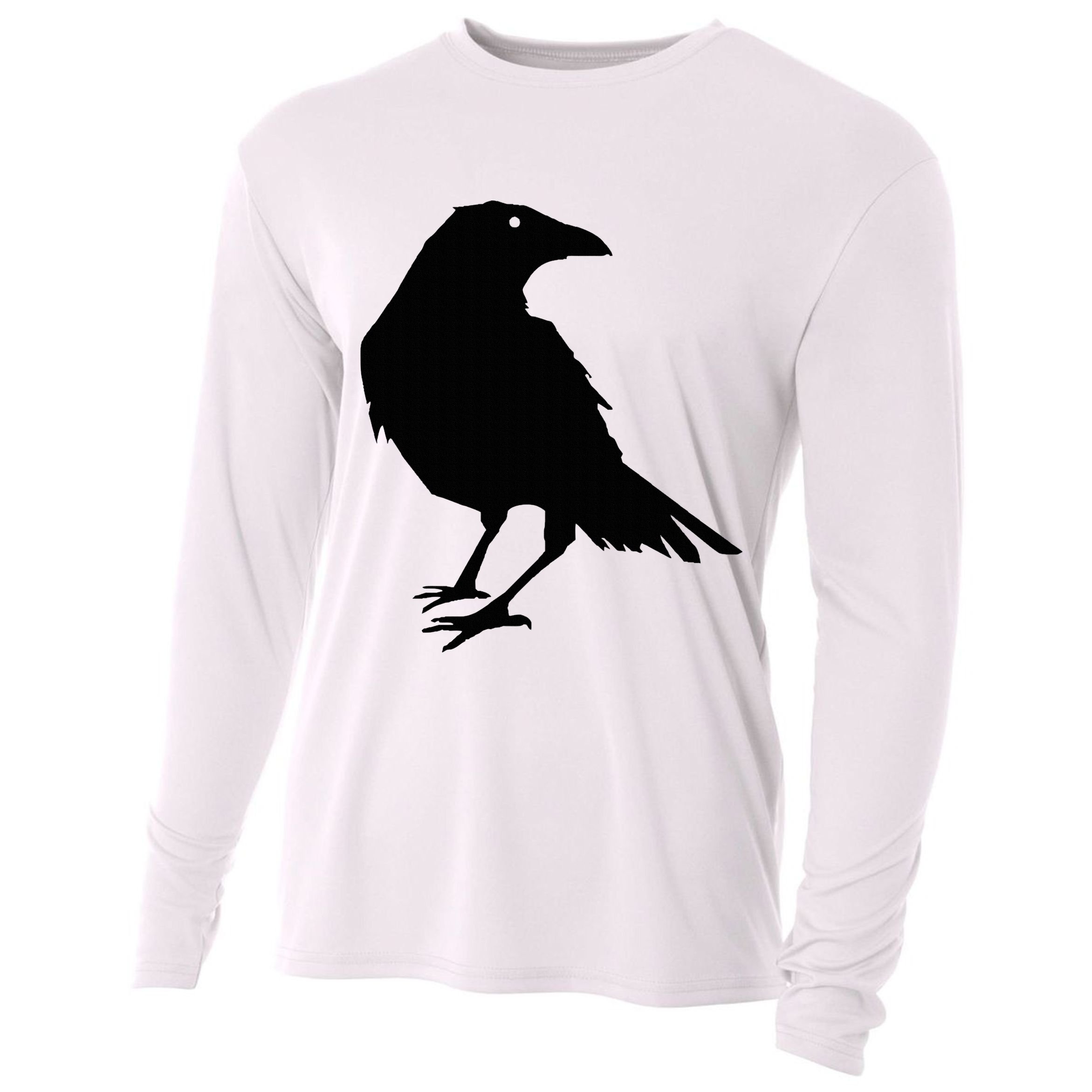 Beautiful Black Crow Raven Bird Silhouette Sweater Cooling Performance Long Sleeve Crew
