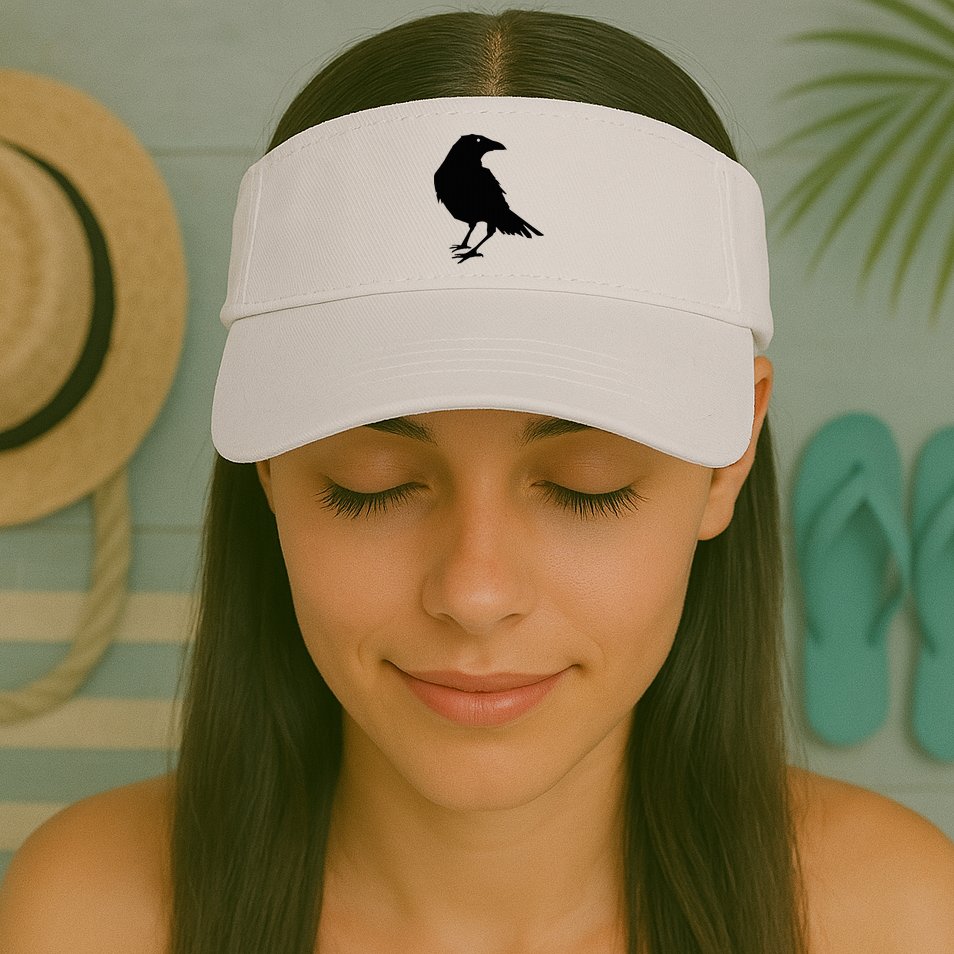 Beautiful Black Crow Raven Bird Silhouette Sweater Visor