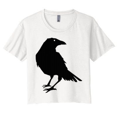 Beautiful Black Crow Raven Bird Silhouette Sweater Women's Crop Top Tee