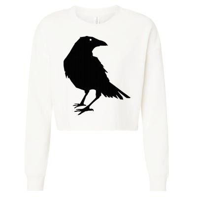 Beautiful Black Crow Raven Bird Silhouette Sweater Cropped Pullover Crew