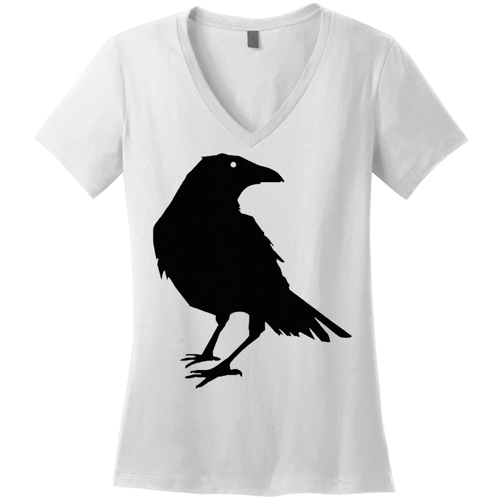 Beautiful Black Crow Raven Bird Silhouette Sweater Women's V-Neck T-Shirt