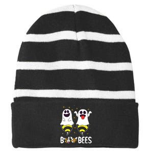 Boo Bees Couples Halloween Funny Striped Beanie with Solid Band