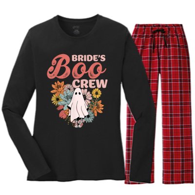 BrideS Boo Crew Floral Ghost Wedding Bachelorette Halloween Women's Long Sleeve Flannel Pajama Set 