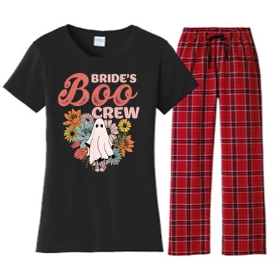 BrideS Boo Crew Floral Ghost Wedding Bachelorette Halloween Women's Flannel Pajama Set