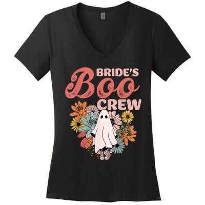 BrideS Boo Crew Floral Ghost Wedding Bachelorette Halloween Women's V-Neck T-Shirt