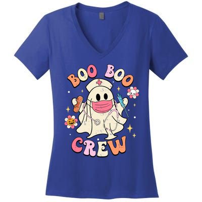 Boo Boo Crew Nurse Gift Funny Ghost Retro Halloween Nurse Gift Women's V-Neck T-Shirt