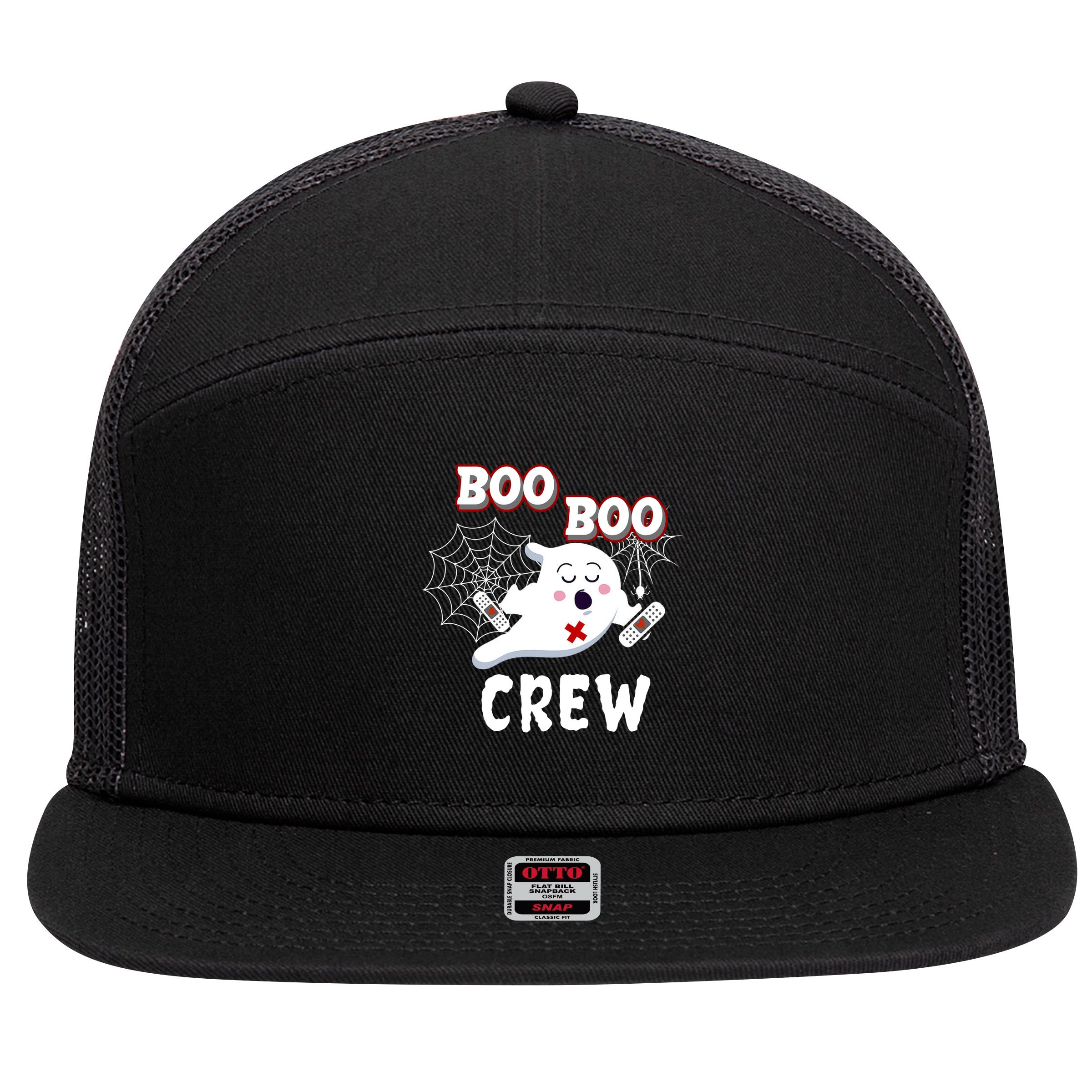 Boo Boo Crew Cute Nurse Ghost 7 Panel Mesh Trucker Snapback Hat