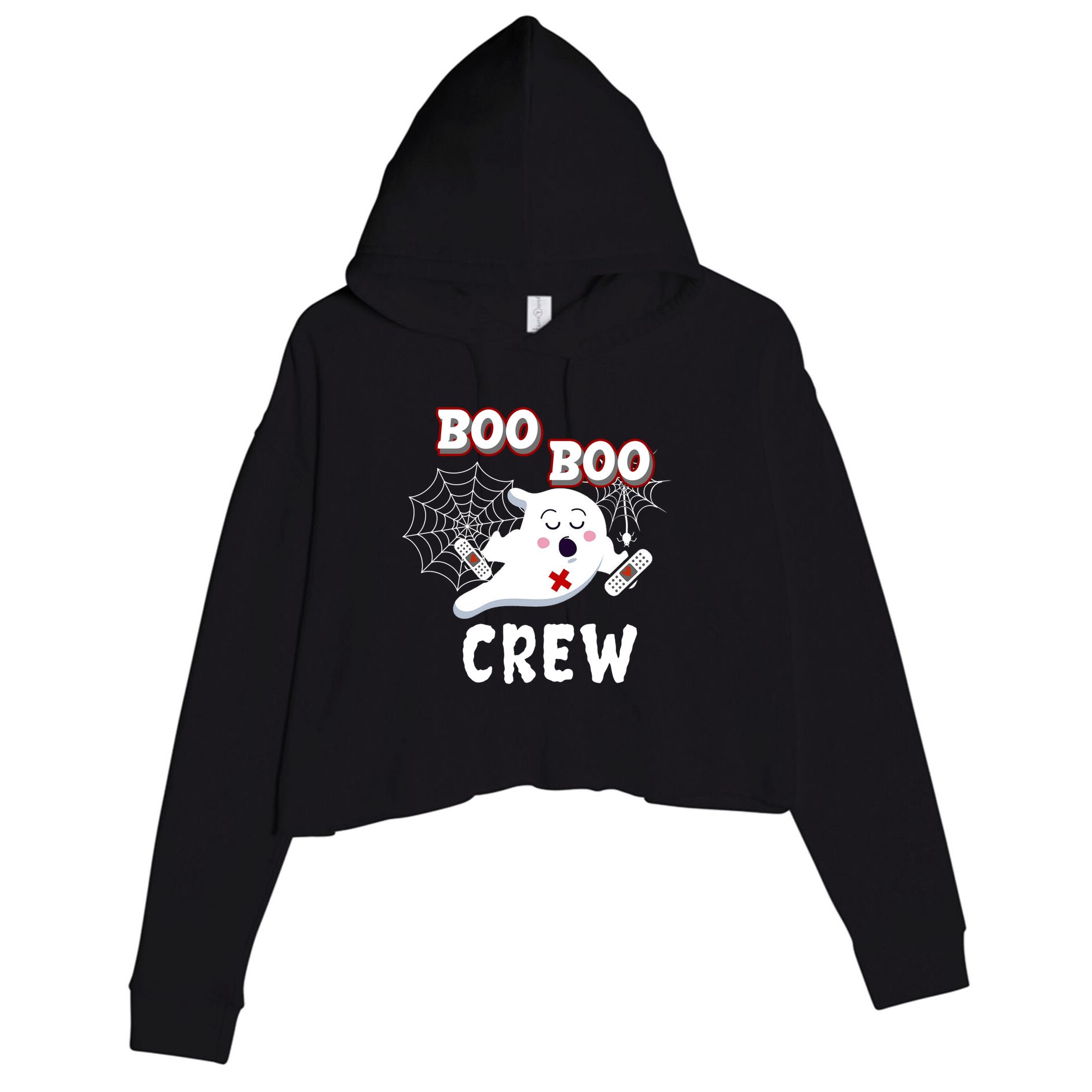 Boo Boo Crew Cute Nurse Ghost Crop Fleece Hoodie