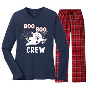 Boo Boo Crew Cute Nurse Ghost Women's Long Sleeve Flannel Pajama Set 