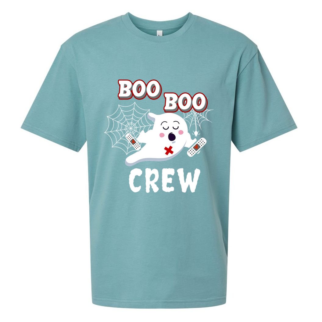 Boo Boo Crew Cute Nurse Ghost Sueded Cloud Jersey T-Shirt