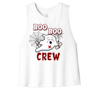 Boo Boo Crew Cute Nurse Ghost Women's Racerback Cropped Tank