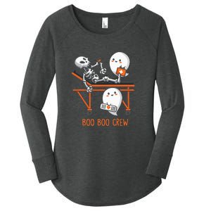 Boo Boo Crew Ghost Doctor Paramedic EMT Nurse Halloween Women's Perfect Tri Tunic Long Sleeve Shirt