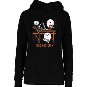 Boo Boo Crew Ghost Doctor Paramedic EMT Nurse Halloween Womens Funnel Neck Pullover Hood