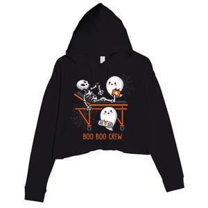 Boo Boo Crew Ghost Doctor Paramedic EMT Nurse Halloween Crop Fleece Hoodie