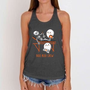 Boo Boo Crew Ghost Doctor Paramedic EMT Nurse Halloween Women's Knotted Racerback Tank