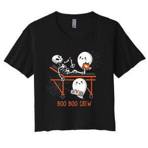 Boo Boo Crew Ghost Doctor Paramedic EMT Nurse Halloween Women's Crop Top Tee