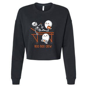 Boo Boo Crew Ghost Doctor Paramedic EMT Nurse Halloween Cropped Pullover Crew