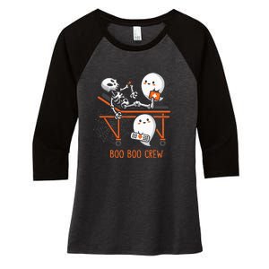 Boo Boo Crew Ghost Doctor Paramedic EMT Nurse Halloween Women's Tri-Blend 3/4-Sleeve Raglan Shirt