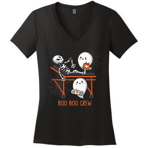 Boo Boo Crew Ghost Doctor Paramedic EMT Nurse Halloween Women's V-Neck T-Shirt