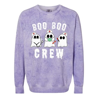 Boo Boo Crew Funny Nurse Halloween Ghost Costume Colorblast Crewneck Sweatshirt