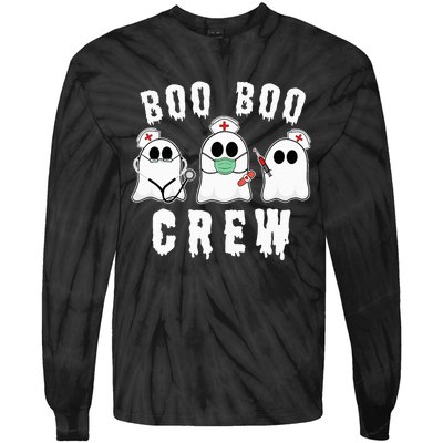 Boo Boo Crew Funny Nurse Halloween Ghost Costume Tie-Dye Long Sleeve Shirt