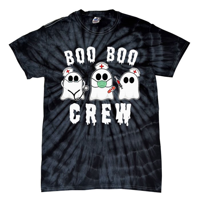 Boo Boo Crew Funny Nurse Halloween Ghost Costume Tie-Dye T-Shirt