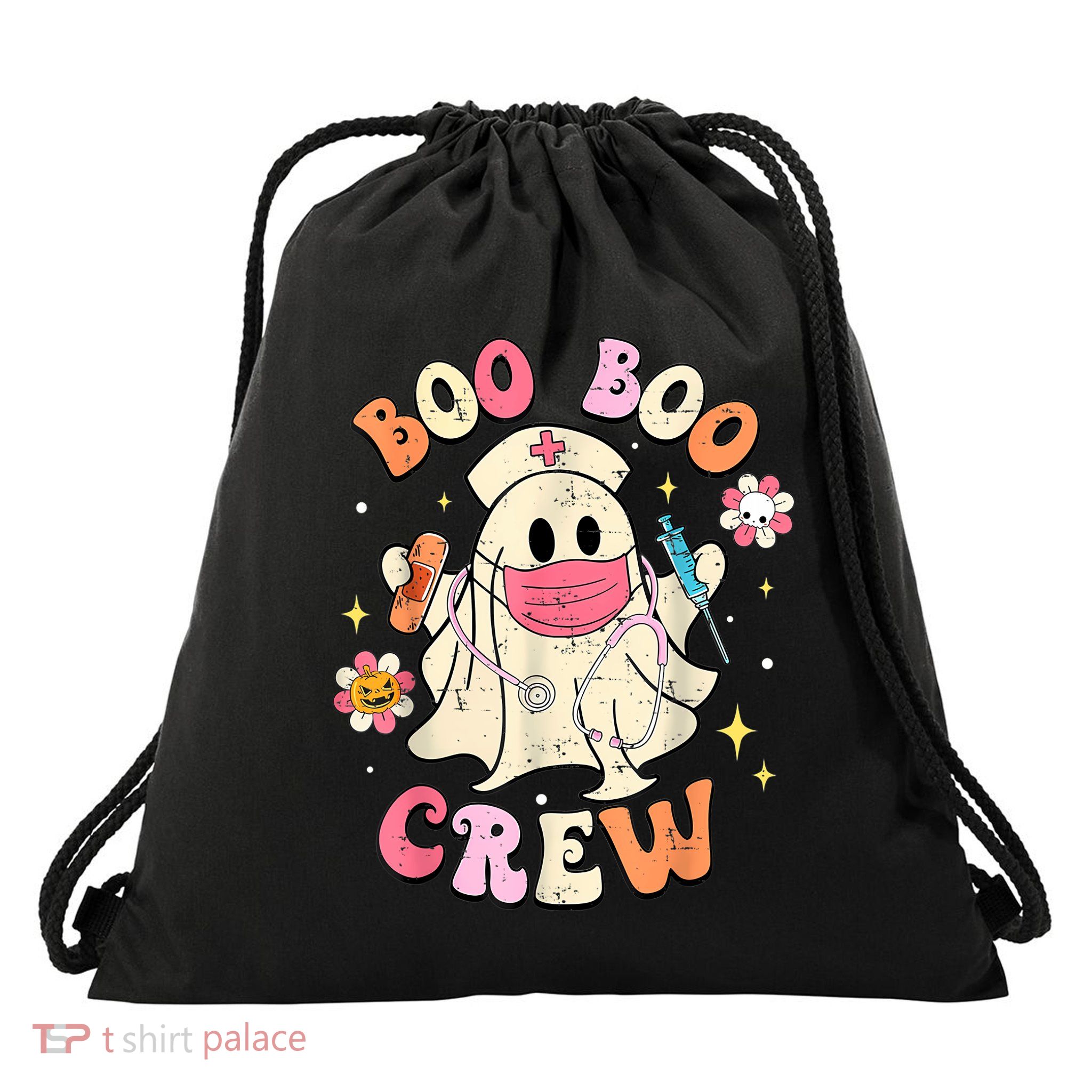 Boo Boo Crew Halloween Ghost Nurse Drawstring Bag