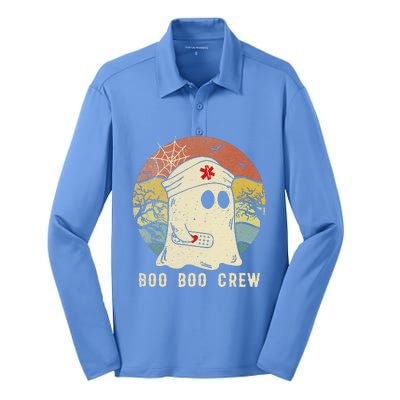 Boo Boo Crew Nurse Funny Ghost  Halloween  Nurse Silk Touch Performance Long Sleeve Polo