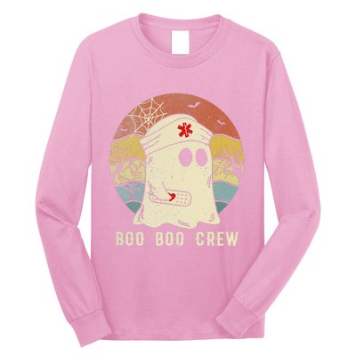 Boo Boo Crew Nurse Funny Ghost  Halloween  Nurse Long Sleeve Shirt