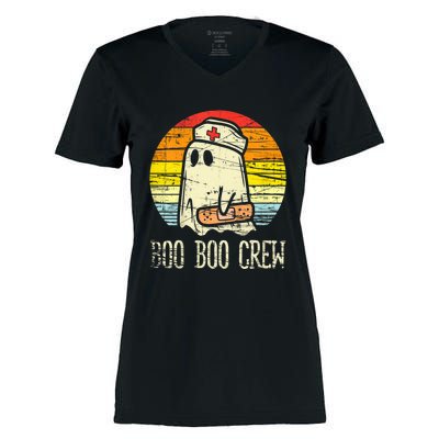 Boo Boo Crew Nurse Halloween Nurses Rn Ghost Women's Momentum V-Neck T-Shirt