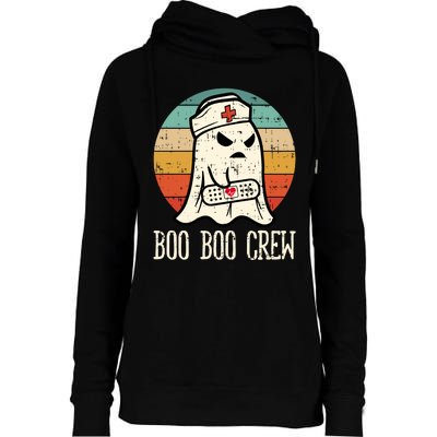 Boo Boo Crew Shirt Funny Halloween Nurse Retro Cute Ghost Womens Funnel Neck Pullover Hood