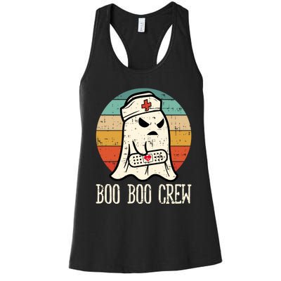 Boo Boo Crew Shirt Funny Halloween Nurse Retro Cute Ghost Women's Racerback Tank