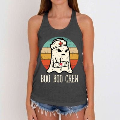 Boo Boo Crew Shirt Funny Halloween Nurse Retro Cute Ghost Women's Knotted Racerback Tank