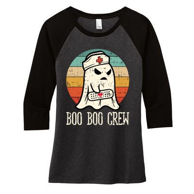 Boo Boo Crew Shirt Funny Halloween Nurse Retro Cute Ghost Women's Tri-Blend 3/4-Sleeve Raglan Shirt