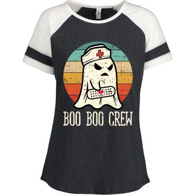 Boo Boo Crew Shirt Funny Halloween Nurse Retro Cute Ghost Enza Ladies Jersey Colorblock Tee