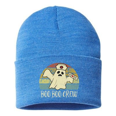 Boo Boo Crew Nurse Cute Gift Funny Ghost Halloween Nurse Gift Sustainable Knit Beanie