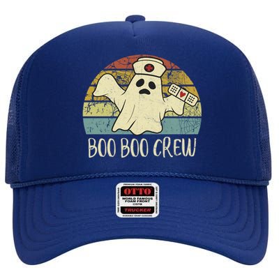 Boo Boo Crew Nurse Cute Gift Funny Ghost Halloween Nurse Gift High Crown Mesh Back Trucker Hat