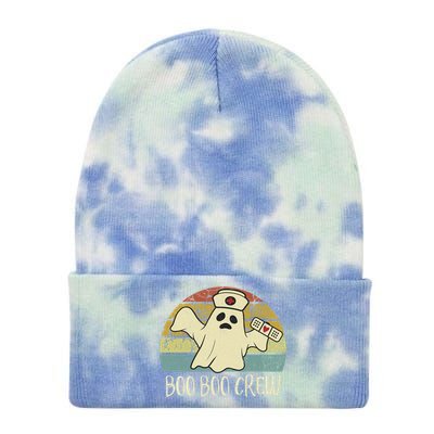 Boo Boo Crew Nurse Cute Gift Funny Ghost Halloween Nurse Gift Tie Dye 12in Knit Beanie