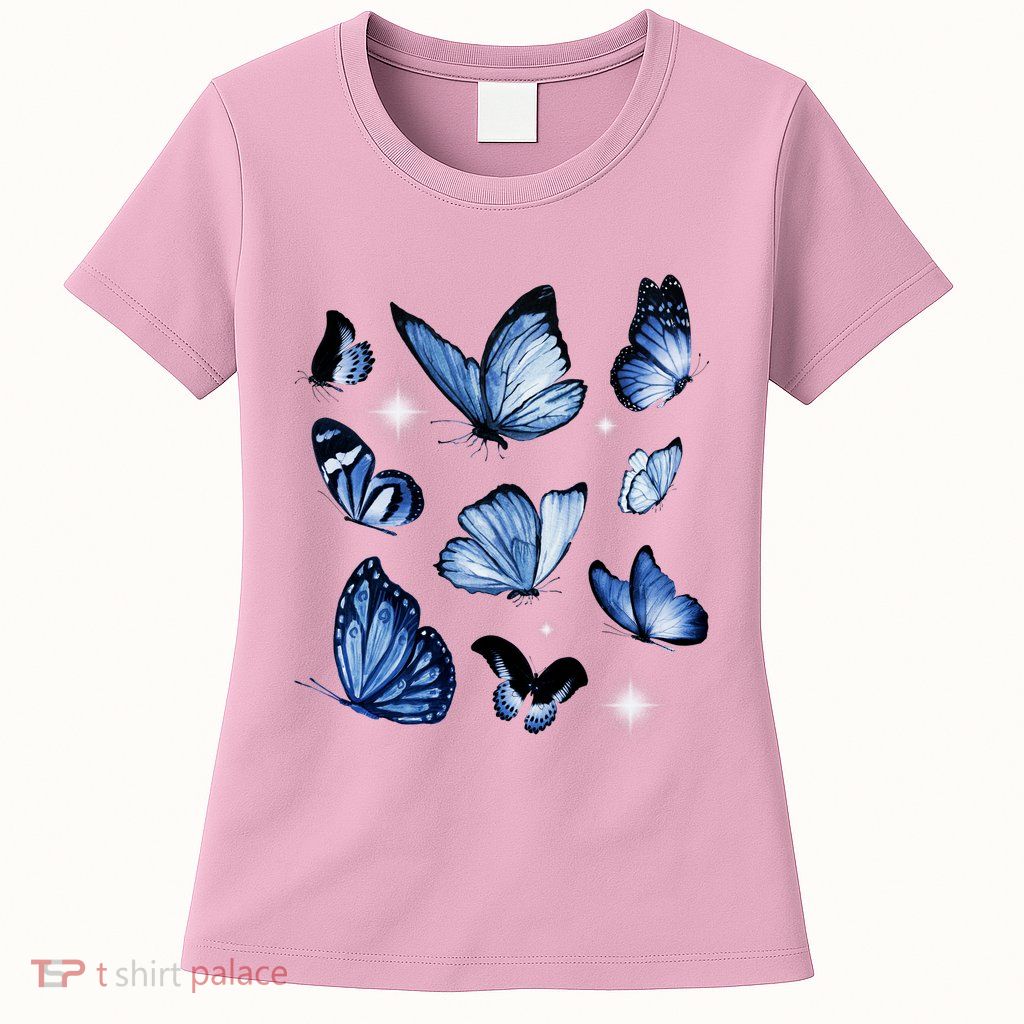 Blue Butterflies Cute Gift Womens T-Shirt