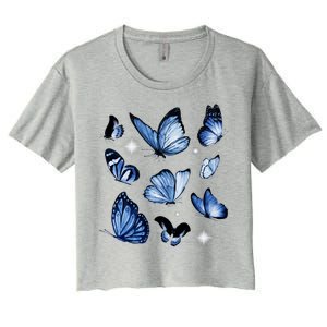 Blue Butterflies Cute Gift Women's Crop Top Tee