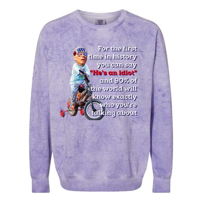 Biden Bicycle Crash Bike Wreck AntiBiden Pro Trump 2024 Colorblast Crewneck Sweatshirt