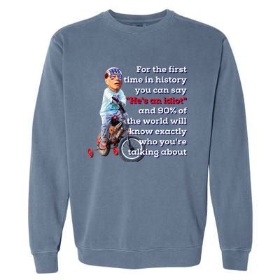 Biden Bicycle Crash Bike Wreck AntiBiden Pro Trump 2024 Garment-Dyed Sweatshirt